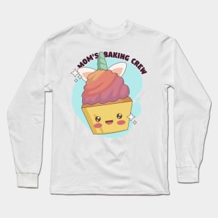 Mom's Baking Crew - Kawaii Unicorn Cupcake Long Sleeve T-Shirt
